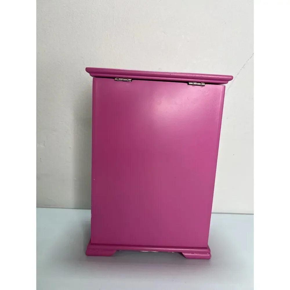 Claire’s Pink White Floral Jewelry Box Girls Cabinet Style Organizer w/ Doors
